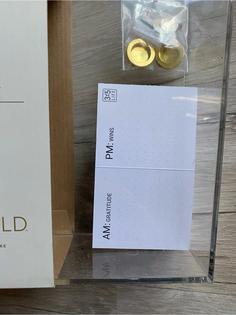 Threshold Clear Acrylic Wall Pocket with Gold Hardware Accents